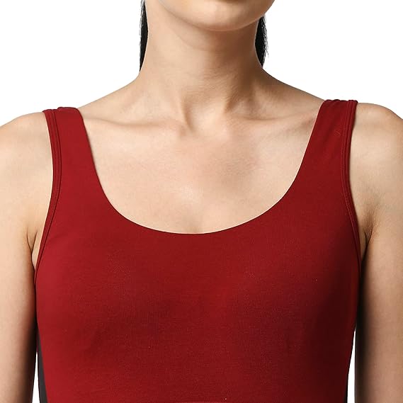 SOIE Women’s Medium Impact Longline Sports Bra – Cotton Spandex, Non-Padded & Non-Wired